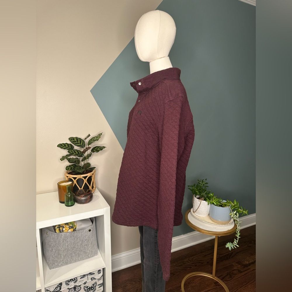 Avalanche Outdoor Quilted Burgundy Pullover Cozy Cotton Blend, Snap Front Large - Picture 3 of 11